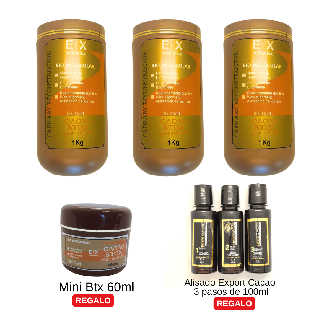 PACK 3 BOTOX CAPILAR BIOMOLECULAR ANTIFRIZZ + 2 REGALOS