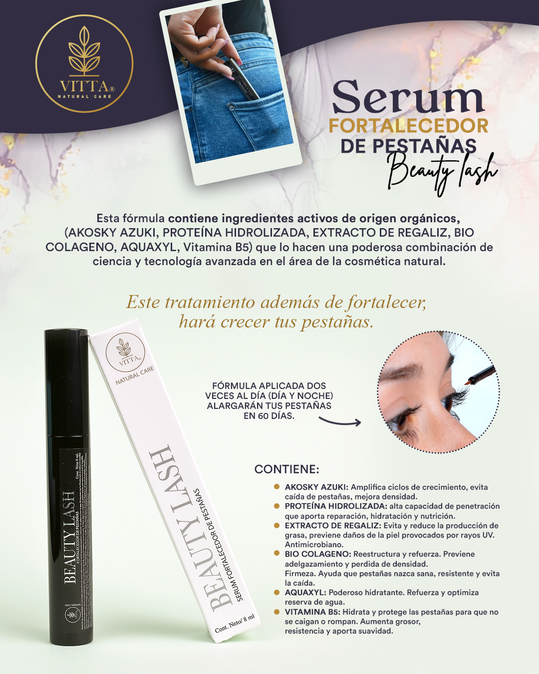 Serum fortalecedor de pestañas Orgánico Beauty Lash